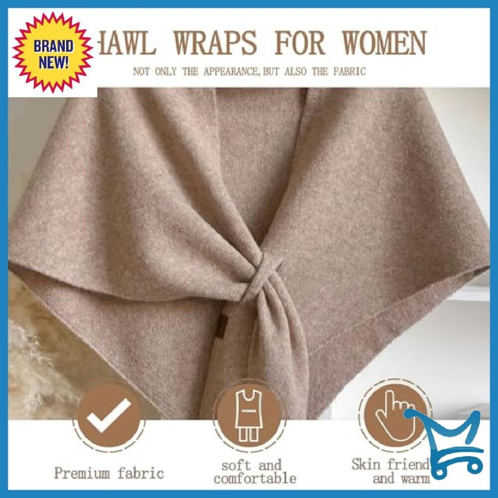 Wool Blend Triangle Shawl Wrap - Oversized Cozy Winter Scarf - Picture 3 of 8